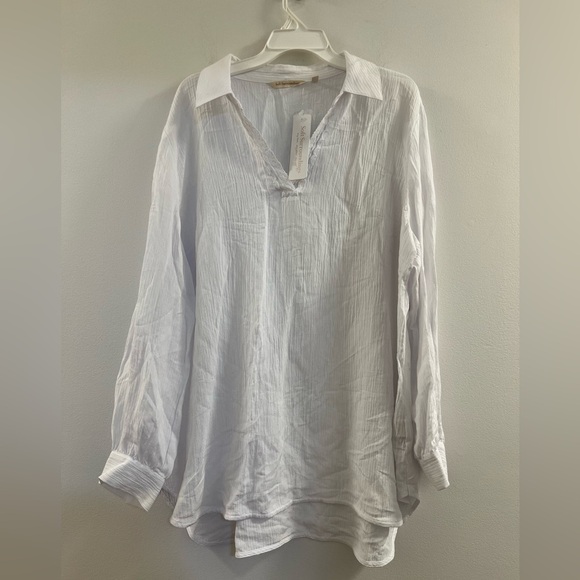 Soft Surroundings Regatta White Gauze V-Neck Top - Picture 12 of 13